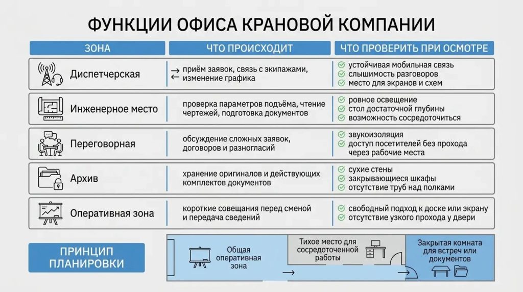 Функции офиса крановой компании